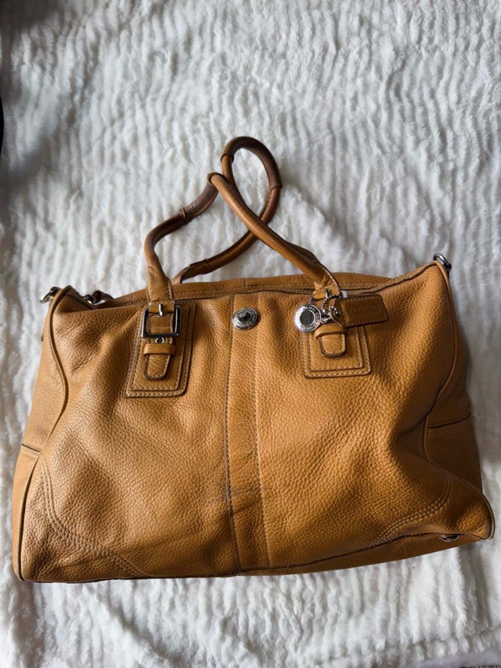 Leather Tote Bag in Caramel Brown - Designer-Inspired